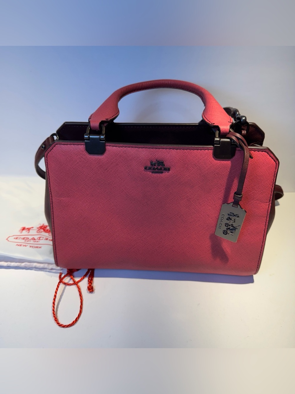 Coach 32395 Madison Mini Lexington Satchel Pink/Oxblood Dual Handle/Strap